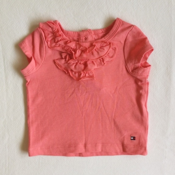 tommy hilfiger coral ruffle top 0-3 months baby girl - Picture 1 of 5